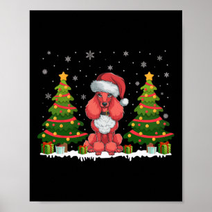 Julafton Träd Ljus Pudel Hund Santa Hat-julen Sw Poster