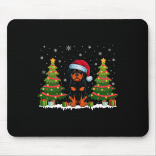 Julafton Träd Ljus Rottweiler Hund Santa Hat Chris Musmatta