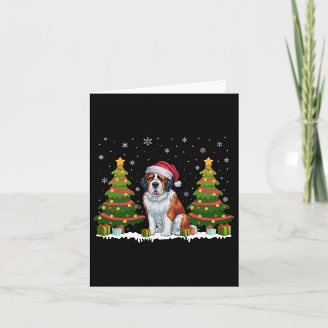Julafton Träd Ljus Saint Bernard Hund juljuljul Kort (Framsida)