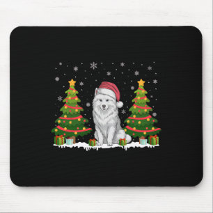 Julafton Träd Ljus Samoyed Hund Santa Hat jul S Musmatta
