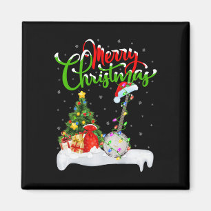 Julafton Träd Ljus Santa Hat Musical Banjo jul Magnet