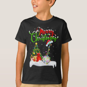 Julafton Träd Ljus Santa Hat Musical Banjo jul T Shirt