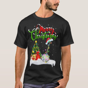 Julafton Träd Ljus Santa Hat Musical Banjo jul T Shirt