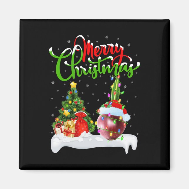 Julafton Träd Ljus Santa Hat Vegetable Onion Chris Magnet (Framsidan)