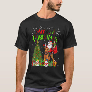 Julafton Träd Ljus Santa Riding Airedale Terrier H T Shirt