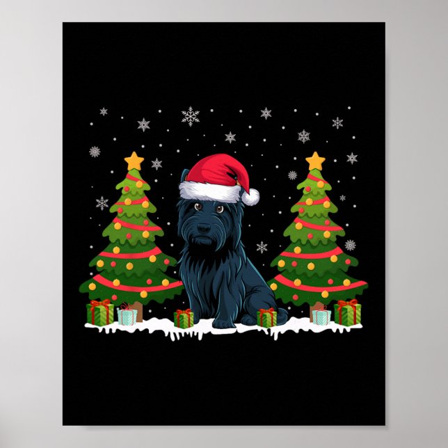 Julafton Träd Ljus Scottie Hund Santa Hat jul S Poster (Framsidan)