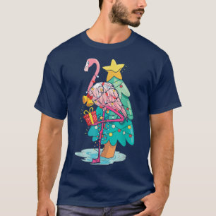 Julafton Träd Ljus Tropical Flamingo Animal Christ T Shirt