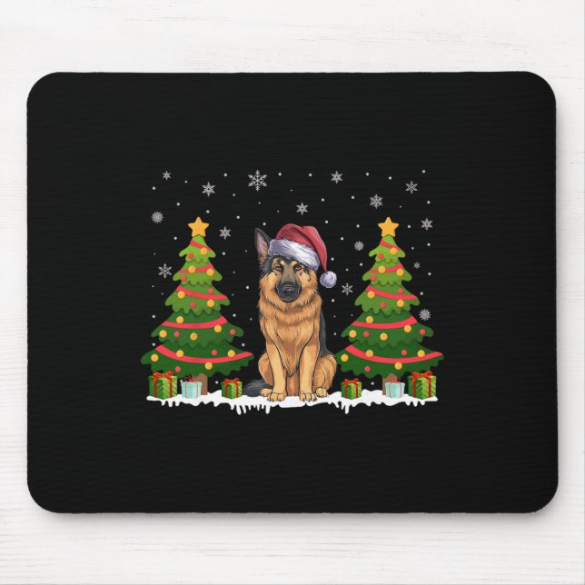 Julafton Träd Ljus tyska Shepherd Hund Santa Chris Musmatta (Framsidan)