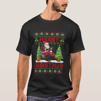 Julafton Träd Ljus Ugly Stil Santa Hat Snowmobilin T Shirt