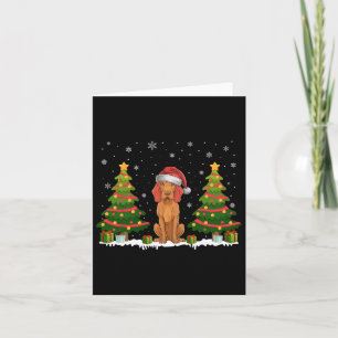 Julafton Träd Ljus Vizsla Hund Santa Hat jul Sw Kort