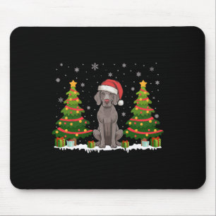 Julafton Träd Ljus Weimaraner Hund Santa Hat Chris Musmatta