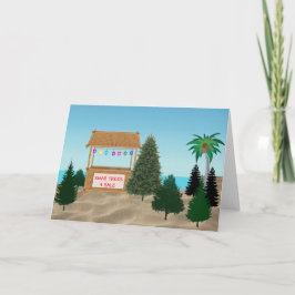 Julafton Träd Lot vid stranden Helgkort