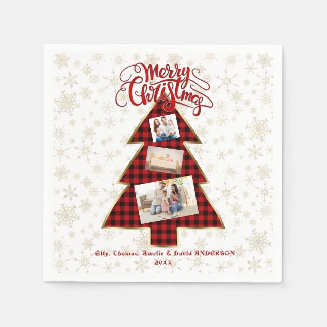 Julafton Träd Red Buffalo Guld Photo God jul Pappersservett (Framsidan)