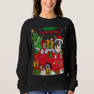 Julafton Träd Red Lastbil Lighting Boston Terrier  T Shirt