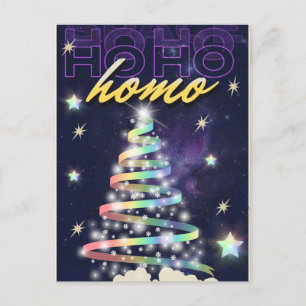 Julafton träd regnbåge glitter Ho Ho Homo Funny LG Helg Vykort