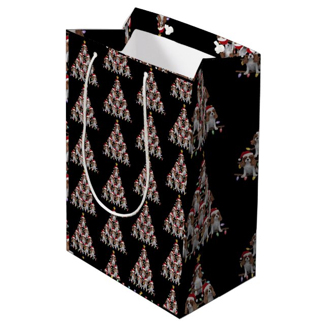 Julafton Träd Santa Cavalier Kung Charles Spanska  (Baksidan Vinklad)