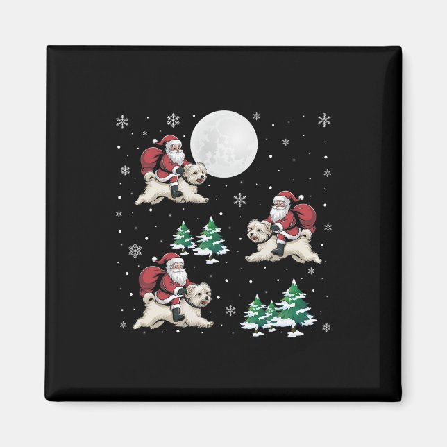 Julafton Träd Santa Riding Maltesisk Hund Den nya  Magnet (Framsidan)