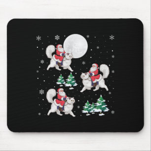 Julafton Träd Santa Riding Persian Cat Funny jul Musmatta
