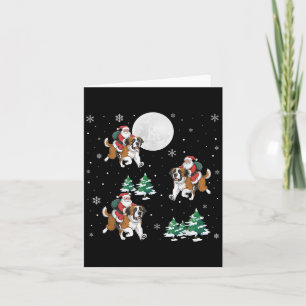 Julafton Träd Santa Riding Saint Bernard Hund Funn Kort
