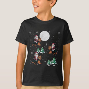 Julafton Träd Santa Riding Yorkshire Terrier Funny T Shirt