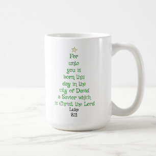 Julafton Träd Scripture Verse (Luke 2:11) Kaffemugg