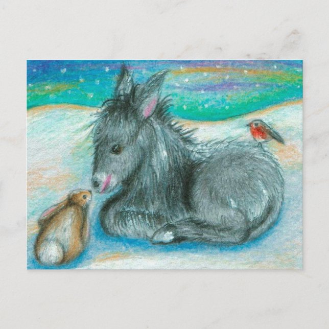 Julafton Trio i snö Helg Vykort (Framsida)