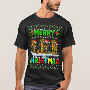 Julafton Tuba Lighting Santa Hat God jul Tuba T Shirt