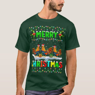 Julafton Tupp Bird Lighting Santa Hat Merry Christ T Shirt