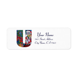 JULAFTON U BREV /JULTOMTEN MED VIOLIN MONOGRAM RETURADRESS ETIKETT