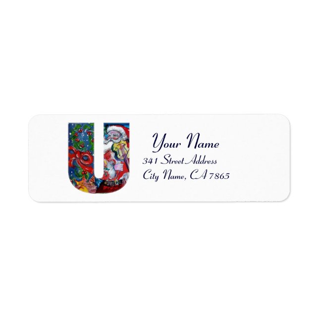 JULAFTON U BREV /JULTOMTEN MED VIOLIN MONOGRAM RETURADRESS ETIKETT (Framsidan)