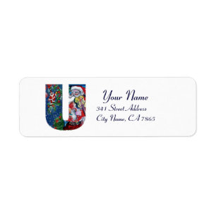 JULAFTON U BREV /JULTOMTEN MED VIOLIN MONOGRAM RETURADRESS ETIKETT