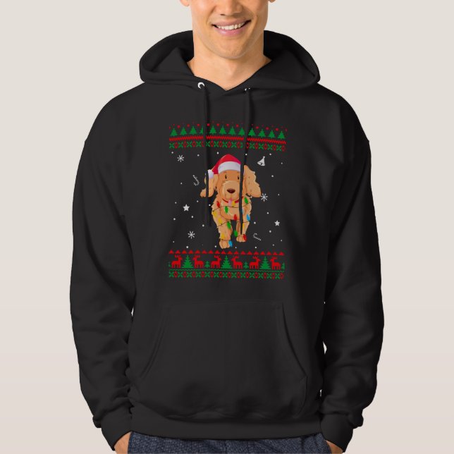 Julafton Uggig sötare jul Ljus Pudel Hund Kärlek Hoodie (Framsida)