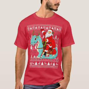 Julafton Ugly Santa Riding Brontosaurus Dinosaur C T Shirt
