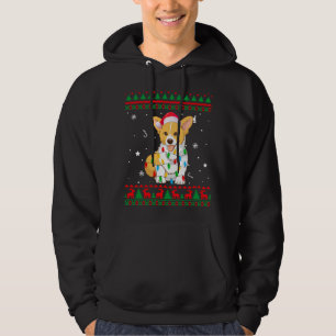 Julafton Ugly Sweater jul Ljus Corgi Hund älskare Hoodie