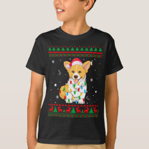 Julafton Ugly Sweater jul Ljus Corgi Hund älskare T Shirt