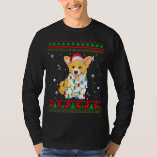 Julafton Ugly Sweater jul Ljus Corgi Hund älskare T Shirt
