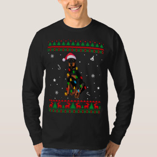 Julafton Ugly Sweater jul Ljus Doberman Hund Lo T Shirt