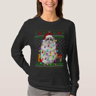 Julafton Ugly Sweater jul Ljus Kitten Kärlek T Shirt