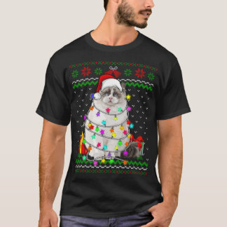 Julafton Ugly Sweater jul Ljus Kitten Kärlek T Shirt
