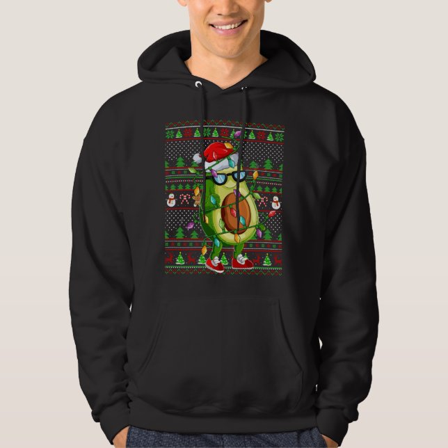Julafton Ugly Sweater Stil Lighting Avocado-jul Hoodie (Framsida)