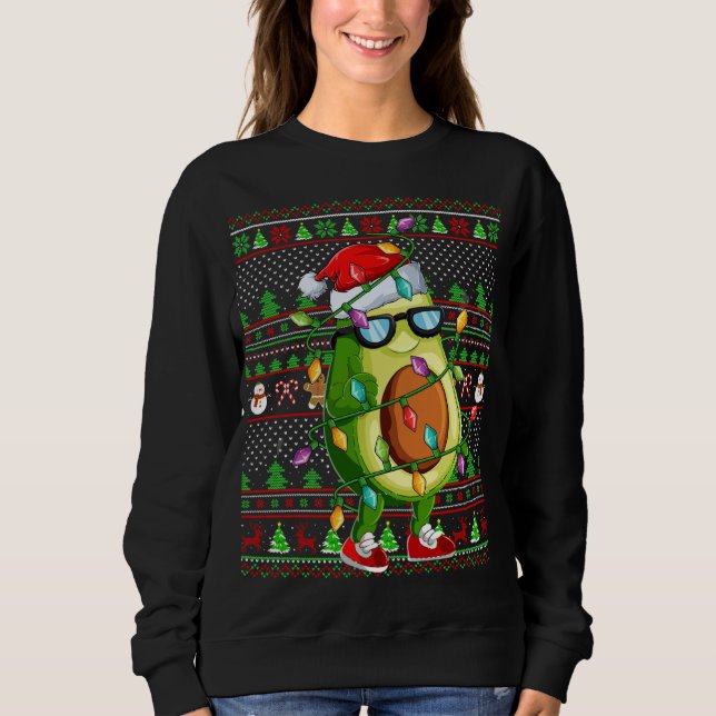 Julafton Ugly Sweater Stil Lighting Avocado-jul T Shirt (Framsida)