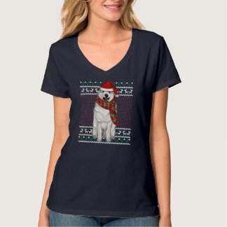 Julafton Underbar Pyrenee Hund Santa Hat Ugly jul T Shirt