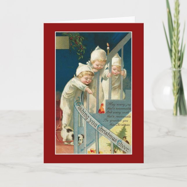 Julafton Vintage Card God jul Barn Helgkort (Framsida)