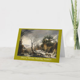 Julafton vinterlandskap med fåglar Nya året hälsni Helgkort