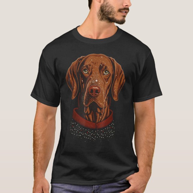 Julafton Vizsla Santa vid julvizsla 1 T Shirt (Framsida)