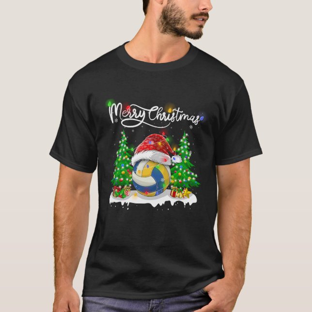 Julafton Volleyball God jul T Shirt (Framsida)