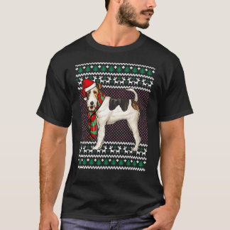 Julafton Wire Fox Terrier Hund Santa Hat Ugly jul T Shirt