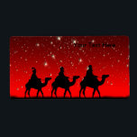 Julafton Wise Manar Red Himlar Star Lite Natt Fraktsedel<br><div class="desc">Tre Wise Manar som korsar öknen på en stjärna,  röd himlar-natt på vägen till Betlehem för att hitta baby Jesus. frontiernow.com</div>