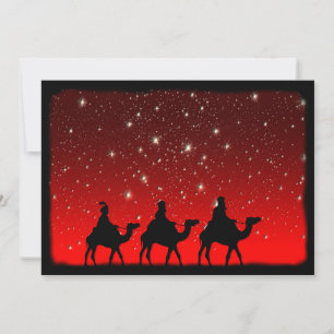 Julafton Wise Manar Red Himlar Star Lite Natt Julkort