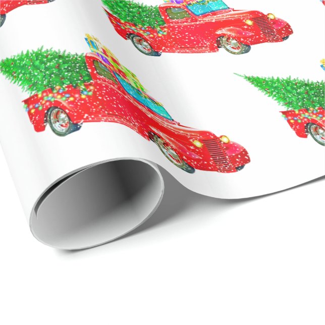 Julafton Wrapping Papper-Red Lastbil Presentpapper (Rullad Hörn)